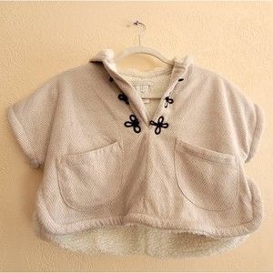 Max Studio Oatmeal Sherpa Lined Hooded Cape